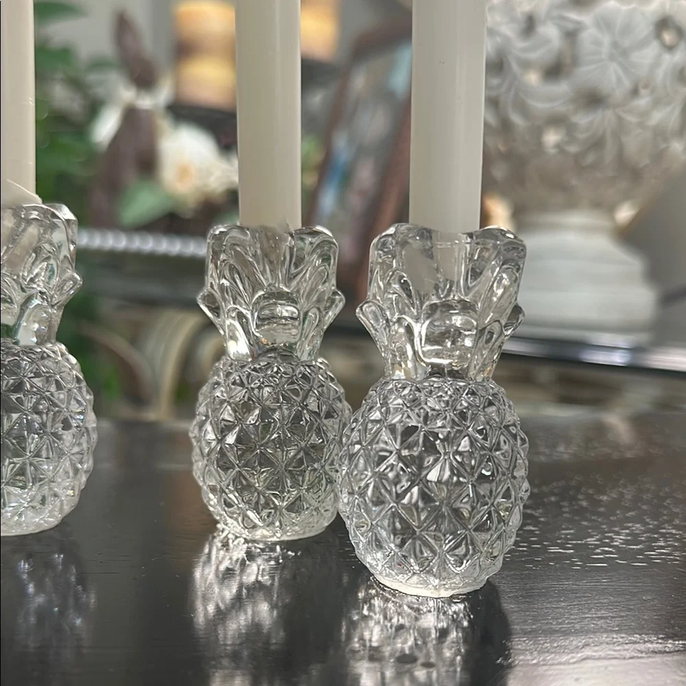 Crystal Pineapple Candle Holders - Set of 4 Williams Sonoma 🍍